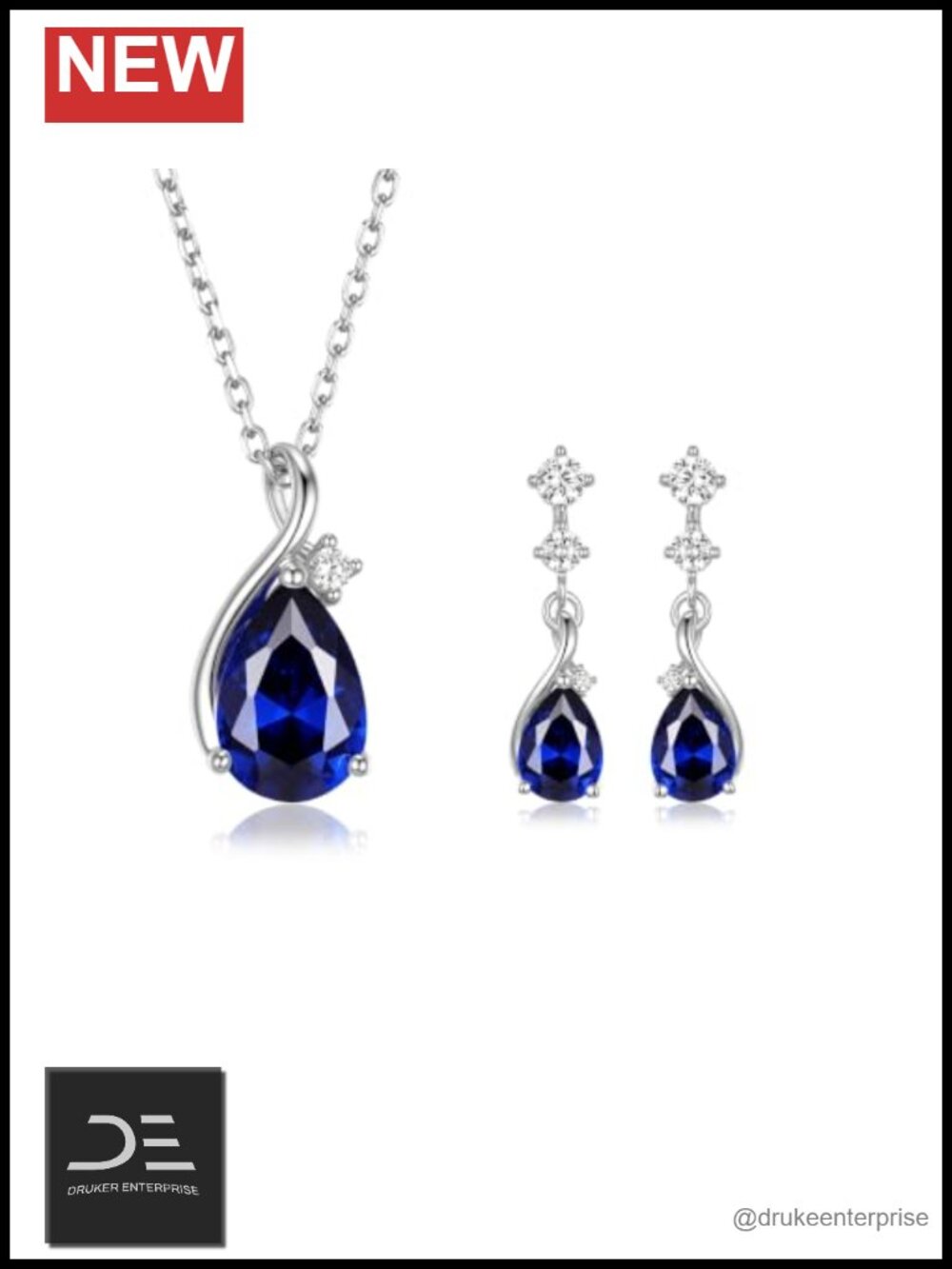 925 Sterling Silver Infinity Birthstone Jewelry Set - Necklace Earrings CZ